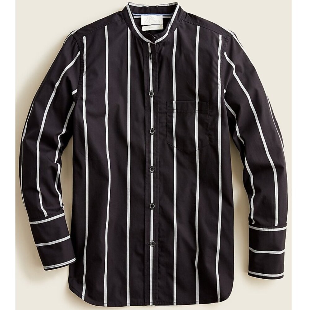 ✨NWT J. Crew Classic-Fit Collarless Shirt in Stripe